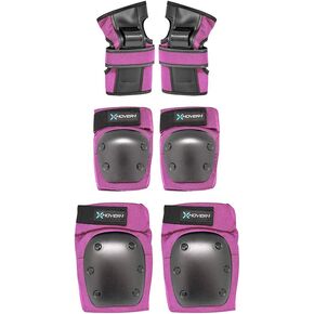 Hover-1 Nylon Protective Elbow Pads | Knee Pads & Wrist Guards, For Ages Above 8, Hard PP Shells for Impact Resistance & EVA Foam Protective Padding for Maximum Comfort, Velcro Straps, Large, Pink