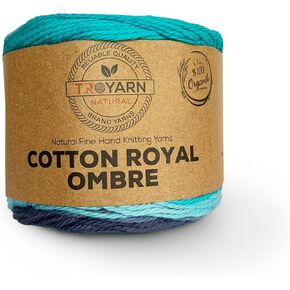 Troyarn Cotton Royal Ombre (1- Skeins Pack) Yarn with Rainbow Colors,Soft Yarn for Crocheting and Knitting%100 Organic Cotton Four Season Yarn 1x100 gr (1x230 yds) (20113)