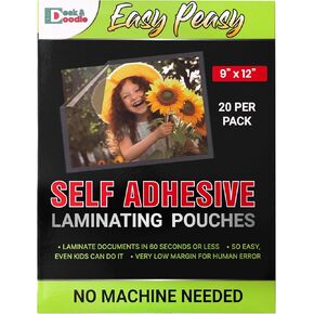 Self Sealing Laminating Pouches: Easy 60-Seconds No Heat Laminating Sheets, 20 Pack, 5 Mil Thickness, Letter Size Self Laminating Pouches