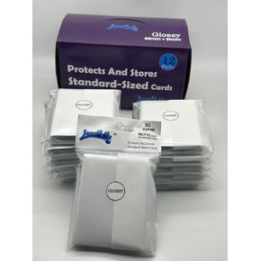 1 Box of 600 Counts -12packs White Color Front Glossy Standard Card Sleeves Toploaders for Trading Cards, Collectable Gaming Cards, MTG Cards, L5R, TCG, Baseball, Rugby, Football Card