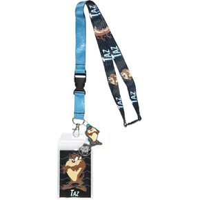Looney Tunes Lanyard Taz Breakaway ID Lanyard Badge Holder Collectible Sticker Tasmanian Devil 1.75" Rubber Charm