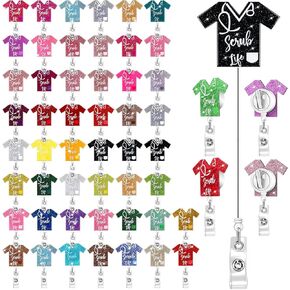 Qilery 100 Pcs Nurse Badge Reel Retractable Nurse Badge Holder Bling Scrub Life ID Name Holder with Alligator Clip for Doctor Office