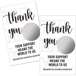 Haizct 50 Pack Thank You Blank Gift Certificate Scratch Off Cards for Small Business, Spa Beauty Makeup Hair Salon, Bridal Shower, Baby Shower, Country Wedding (Thank You Card B), Silver-GK087