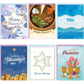 Fancy Land 24 Pcs Passover Cards with Envelopes Passover Greeting Cards Assortment