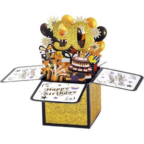 Happy Birthday 3D Pop-Up Card, Colorful Pop up Box with Envelope & 90 Years Old Greeting Card Birthday Gifts Cool Pop up Birthday Card for Grandma Grandpa Men Women (90th)