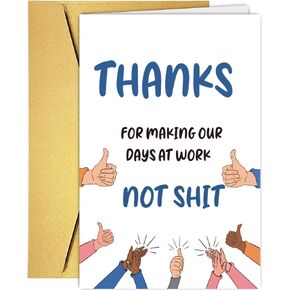 UUEFKTN Funny Thanks Cards for Boss Manager Co-worker, Funny Boss's Day Card，Funny coworker leaving card Retirement New Job Gift Cards Thinking of You Card For Boss Lady Boss Manager Colleagues