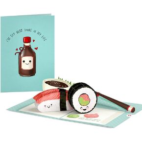 Lovepop Friendship Pop-Up Card for Her and Him - 3D Greeting Cards for Boys, Girls, Men, Women - 5" x 7" Sushi Card - Blank Note Card & Envelope Included