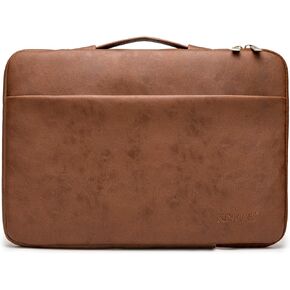 Kinmac 360° Protective Waterproof Laptop Case Bag Sleeve with Handle for MacBook Pro 16, and 15 inch-15.6 inch Laptop (Coffee PU)