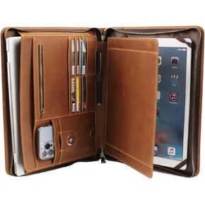 مجمعات المحفظة - padfolio من الجلد الأصلي - منظم دفاتر الأعمال مع سحاب ومعالجة للسيرة الذاتية والعمل - padfolio للرجال والنساء مع Notepad Fit iPad Pro 12.9 "مع حامل Airtag