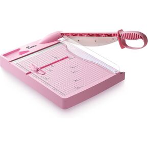 Firbon 12" Guillotine Paper Cutter, Heavy Duty 30-Sheet Capacity Trimmer for Cardstock, Photos, Scrapbooking, Office, Classroom, Studio (Pink)