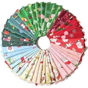 5 Inch Quilting Supplies Clearance,Charm Packs for Precut 5x5 inches,Quilting Cotton Fabric Squares Bundles Santa Claus Patchwork(42pcs).