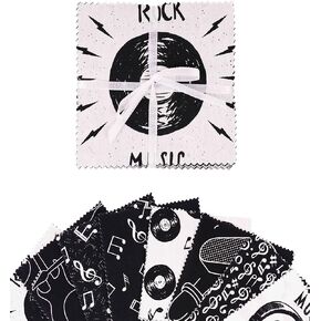 Soimoi Precut 10-inch Rock Music Prints Cotton Fabric Bundle Quilting Squares Charm Pack DIY Patchwork Sewing Craft- White & Black