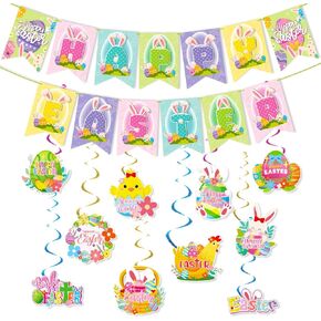 Easter Day Banner,Easter Egg Day Banner,Easter Day Party Supplies,Decorations for Girls,Boys,Kids,Home,Classroom,Baby Showers,1st Birthday (Easter Day)
