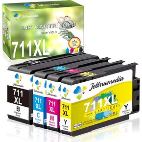711XL Ink Cartridges High Yield Compatible Replacement for HP 711XL 711 Ink Cartridge Work for HP Designjet T120 T520 24-in Printer T520 36-in T100 Printer (4-Pack, BK/C/M/Y)