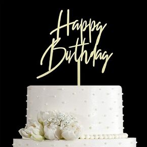 كعكة عيد ميلاد سعيد - مرآة الذهب الذهب أكريليك كعكة عيد ميلاد Topper - زخارف حفلة عيد ميلاد