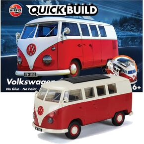 Airfix Quickbuild Volkswagen Camper Van Red Brick Building Plastic Model Kit J6017, Multicolour