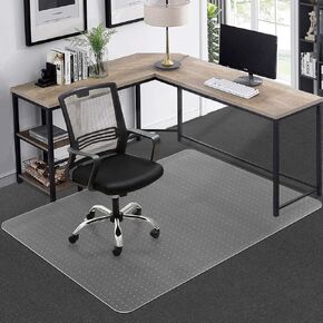 SHAREWIN Chair Mat for Carpet Floor, 36" x 48" Computer Chair Mats for Home & Office, Flat Without Curling Slip Resistant Heavy Duty Protector Carpeted Floors Transparent