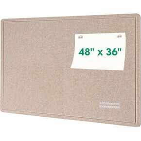 Large Bulletin Board, 48 x 36 Inches Large Cork Board Alternative for Walls,4pcs Foldable Decorative Felt Board Vision Board with 20 Pushpins, Self-Adhesive Pin Board for Office, School, Home, Black