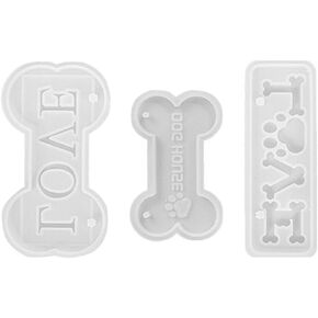 EXCEART Dog Tag Silicone Mold 1 Set Epoxy Love Sign Dog Keychain Mould Paw and Dog Tag Silicone Resin Letter Molds