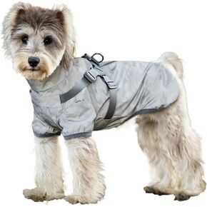 Dog Raincoat for Small Medium Dogs, Dog Rain Coat with Harness Built in, Waterproof Dog rain Jacket for Small Medium Dogs, Puppy Clothes with Reflective Strap (Medium)