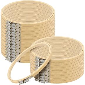 SEHOI 25 Pieces 6 Inch Bamboo Embroidery Hoops, Wooden Round Adjustable Bamboo Circle Cross Stitch Hoop Rings for Art Craft Handy Sewing