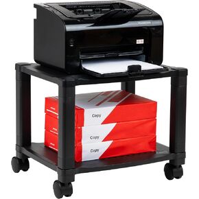Mind Reader Rolling Printer Cart, Utility Cart, Printer Stand, Under Desk Storage, Office, 17.25"L x 13.5"W x 14.25"H, Black