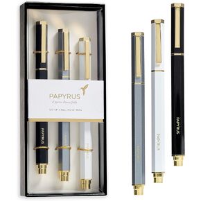 Papyrus Luxurious Writing Pen – Smooth Ink Flow, Comfort Grip, Ideal for Office & School Supplies, Set of 3, Assorted