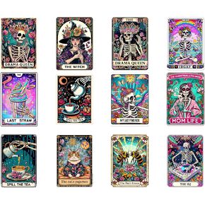 UV DTF Glass Transfer Stickers, 12 Fun Tarot Themed Glass Transfer Craft Stickers, UV DTF Transfer Waterproof Stickers for 16 oz Libbey Glasses, Furniture Crafts Woodworking DIY (11)