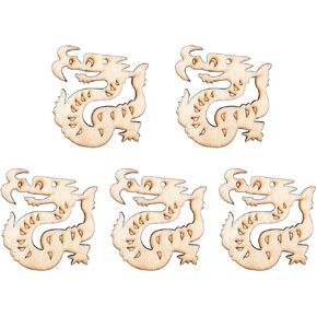 SUPVOX 10Pcs Unfinished Wood Cutout Wooden Dragon Shape Natural Wood Pieces for DIY Arts Crafts Projects