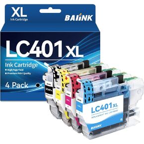 LC401XL LC401 Ink Cartridges Replacement for LC401XL Ink Cartridges for Brother Printer Compatible with Brother MFC-J1010DW MFC-J1012DW MFC-J1170DW Printer (Black Cyan Magenta Yellow, 4 Pack)