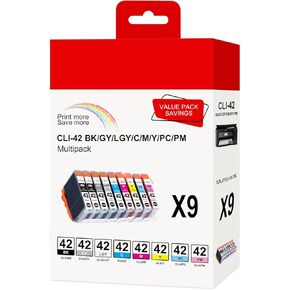 CLI-42 Ink Cartridges Replacement for Canon CLI42 Ink Cartridges 8 Color Use with Pro-100 Pro 100 Printer (Canon Pro 100 Ink Cartridges 9-Pack)