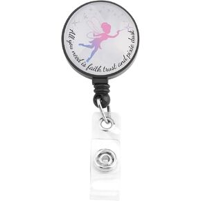 FUSTMW Fairy Badge Holder Retractable Clip Cartoon Fans Gifts Faith Trust and Pixie Dust Badge Reels Fairy Princess Gift (Fairy Badge)