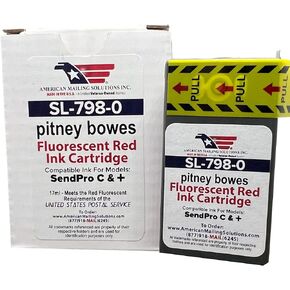PB SendPro SL-798-0 Replacement Red Fluorescent Ink Cartridge for All SendPro Postage Meters