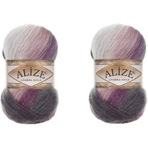 Alize Angora Gold Batik Yarn 20% Wool 80% Acrylic Lot of 2skn 200gr 1204yds Thread Crochet Lace Hand Knitting Turkish Yarn (1986)