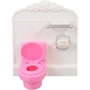 Miniature Toilet Set: Mini Toilet Seat Tissue Rack Model Bathroom Furniture Dollhouse Accessories Funny Cake Topper Photography Props