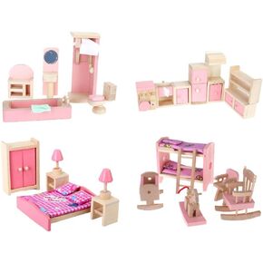 4 Set Dollhouse Furniture Kid Toy Bathroom Kid Room Bedroom Kitchen Set