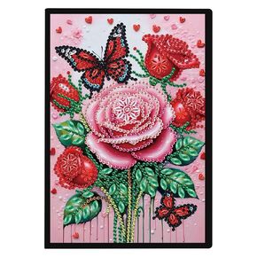 JISHSHAY Diamond Art Notebooks Diamond Painting Notebook Diamond Painting Notebook Journal Kits Diamond Painting Journal Notebook 5D Diamond Painting Notebook Journaling Notebooks 5.7×8.26in Flower