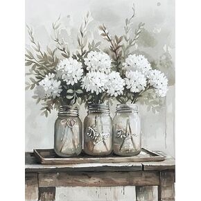 UPABLUNSO White Hydrangeas Diamond Painting Kits for Adults, Beautiful Flowers 5D DIY Diamond Art Kits Full Drill Diamond for Gift Wall Decor Gem Arts 12x16 inch