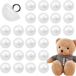 100 PCS 10mm Pearl Buttons with Shank, Mushroom Semicircle White Faux Pearl Buttons Earl Decorative Buttons for Sewing, Shirts, Skirts, Wedding Dresses, DIY Crafts