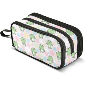 Cute Frog Pencil Case Box Boys Girls Large Pencil Pouch Zipper Compartments Big Capacity Stationery Pen Bag Organizer Kids Teens Adults School