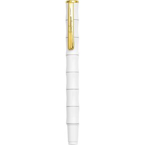 Lilly Pulitzer Refillable Metal Ballpoint Pen with Black Ink and Removable Cap, Bamboo (White)