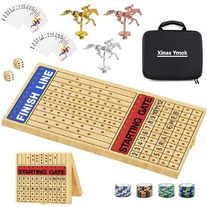 Horse Racing Board Game Set, 23 "Folding Horse Racing Board Game with 11 Deluxe Metal Horses with a Storage Bag