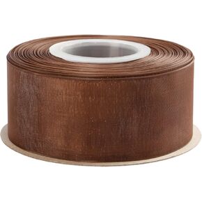 1-1/2 Inch Brown Shimmer Sheer Organza Ribbon Sheer Chiffon Ribbon 50 Yards-Roll Multiple Colors Available for Gift Wrapping Wedding Events Christmas Décor