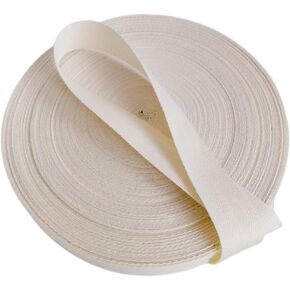 Abbaoww 55 Yards High Density Cotton Ribbon Twill Tape 1 Inch, Strong Cotton Webbing Herringbone Tape for Sewing DIY Craft Binding Seam Trim, Natural
