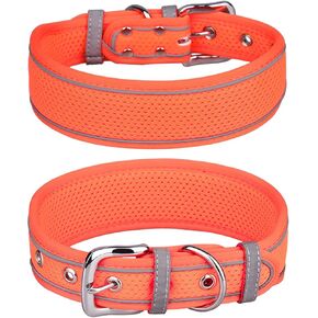 Large Dog Collar, Mesh Breathable Dog Collar Soft Padded Reflective Large Dog Collar for Medium & Large Dogs (L, Black)