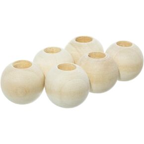 Paracord Planet 1 Inch Wooden Beads with a 3/8 Inch Hole – Smooth Natural Finish – Available in Packs of 50 and 100