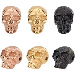 UNICRAFTALE 8pcs Gunmetal Skull Beads Stainless Steel Skull Head Beads Retro Skull Style 2mm Hole Metal Skull Spacer Beads for Jewelry Findings Making (STAS-UN0043-83-US12)
