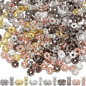 1 Box 300Pcs 6 Colors 6mm Rondelle Crystal Beads Rhinestone Spacer Bead Wavy Edge Loose Brass Wave Spacer Beads for Jewelry Making Supplies DIY Necklaces Bracelets Earrings Beaded Pens Crafts