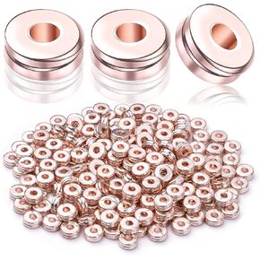 Loose Beads, 200pcs Alloy 6mm Double Flat Round Disc Rondelle Spacer Beads Charm Craft Supplies for Bracelet Necklace Jewelry Making Handmade Earring, Gun Black