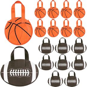 18 Pcs Basketball Goodie Bags Football Gift Bags with Handles， Basketball Snack Bags for Team Sport Party Favors Bags for Kids Adults Sport Theme Birthday Party Supplies
